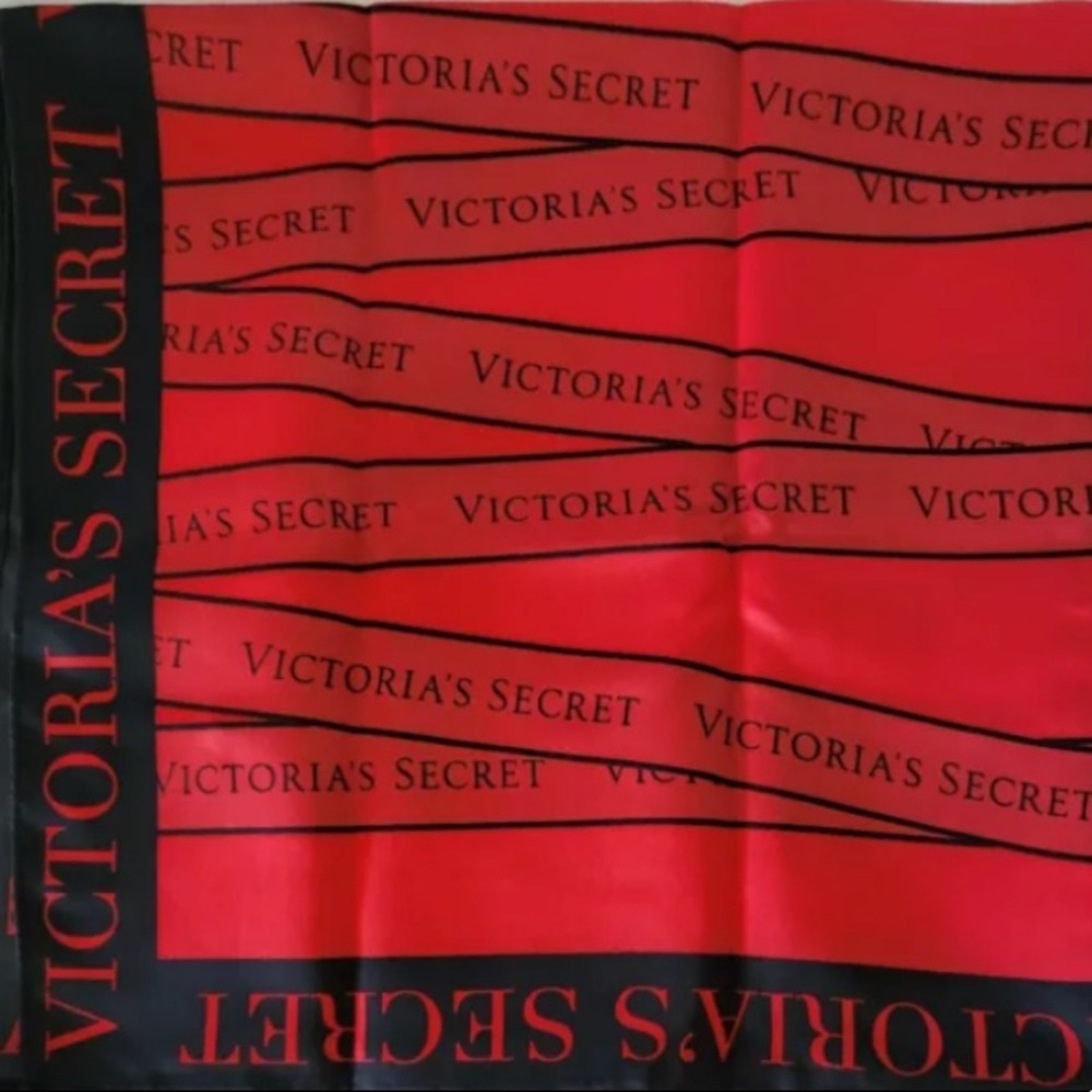 Victoria’s Secret Red&Black Logo Scarf ~ 25” x 25” *NWT* Limited Edition